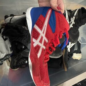 Asics Kids Red and Blue wrestling shoes